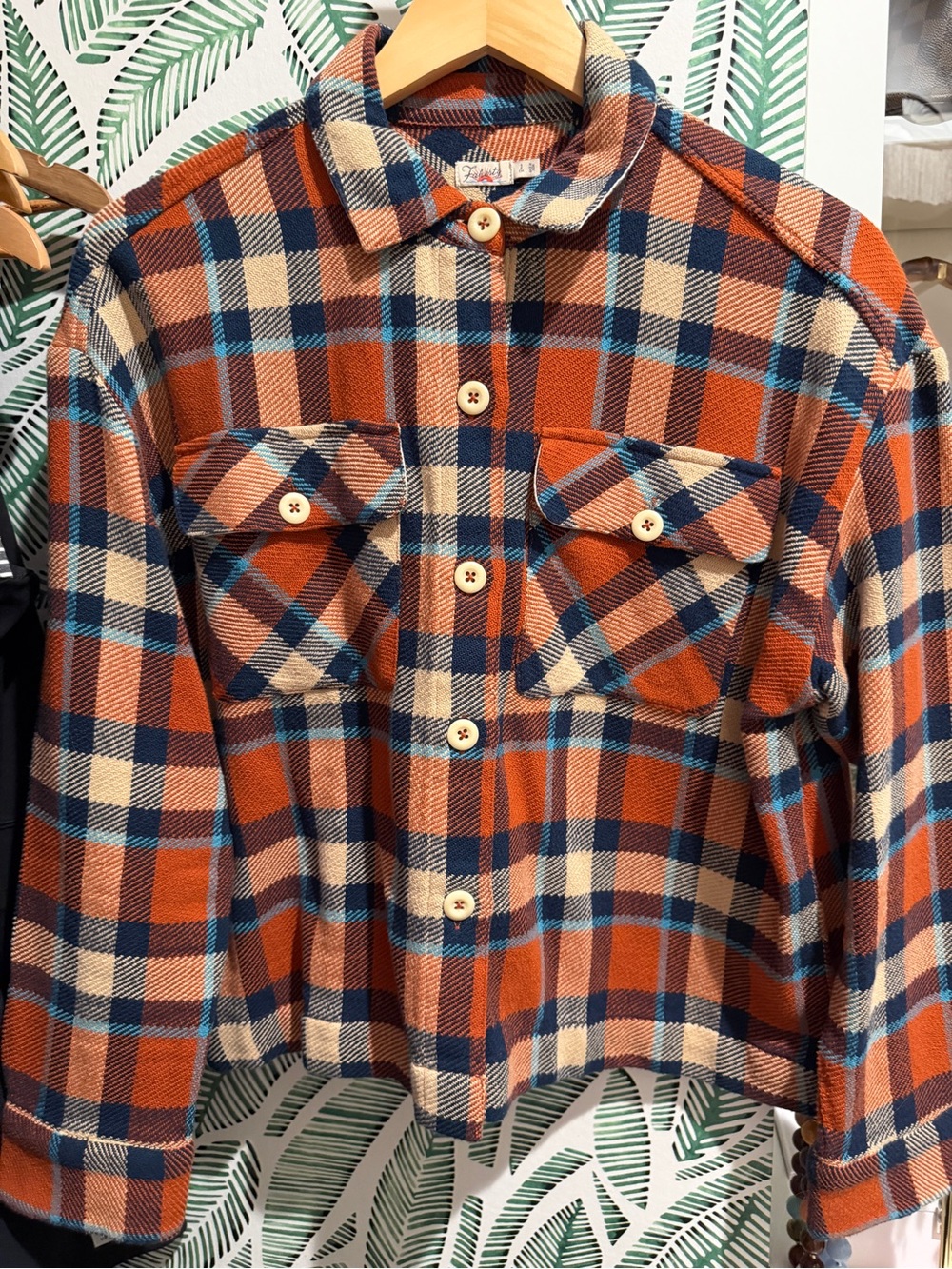Faherty women’s Navy, Rust, Cream & Light Blue Plaid jacket